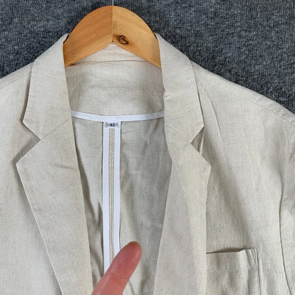State & Liberty Blazer Men 42 Linen Cream Unstructered Performance Sport Coat
